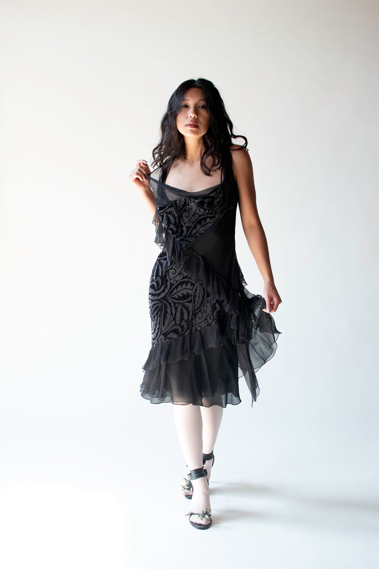 Black Chiffon Dress | John Galliano
