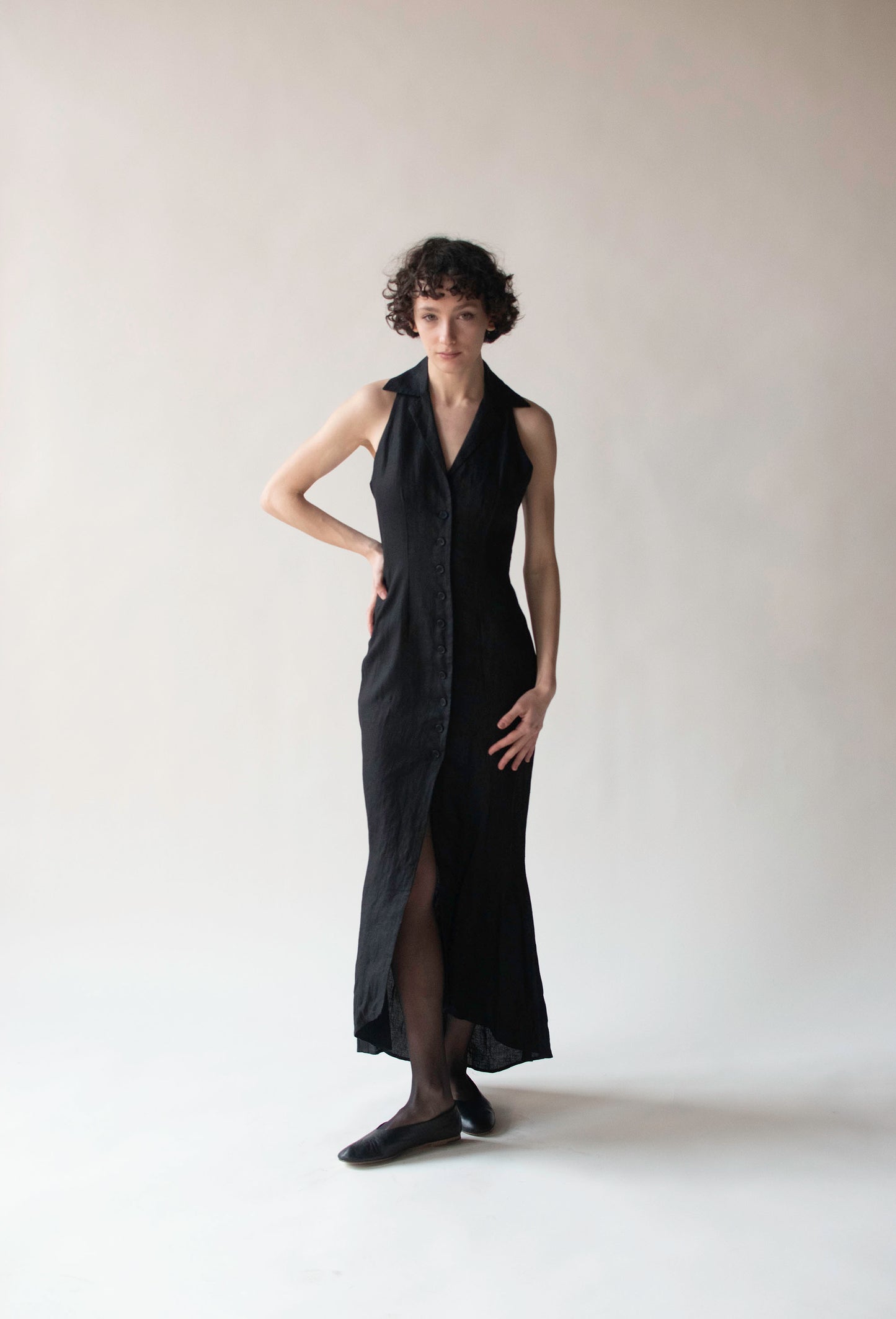 Black Linen Dress | Romeo Gigli 1996