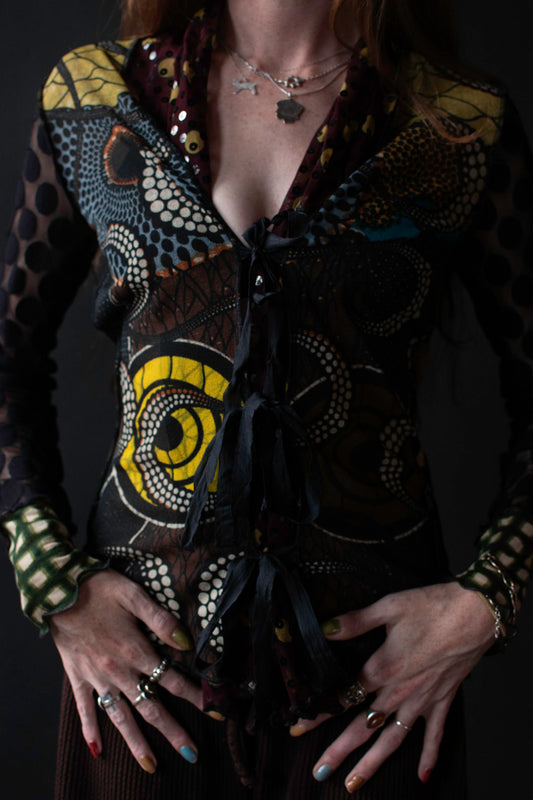 Mixed Print Mesh Top | Jean Paul Gaultier