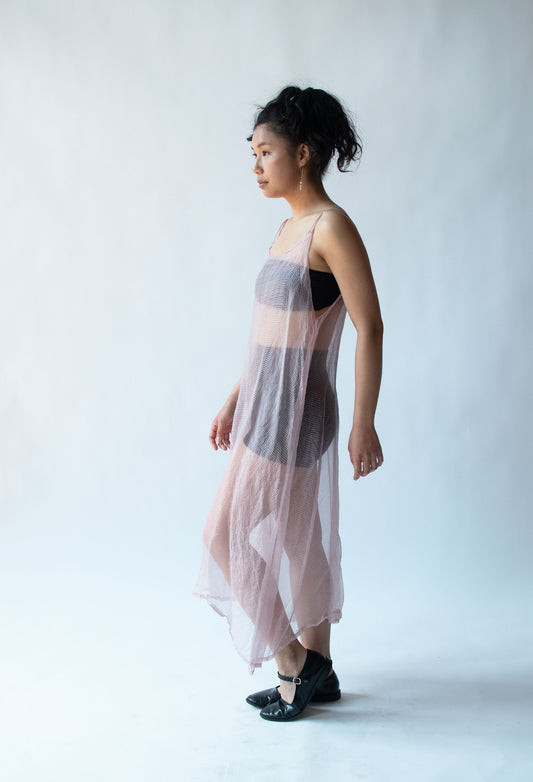 1990s Pale Pink Chiffon Slip Dress