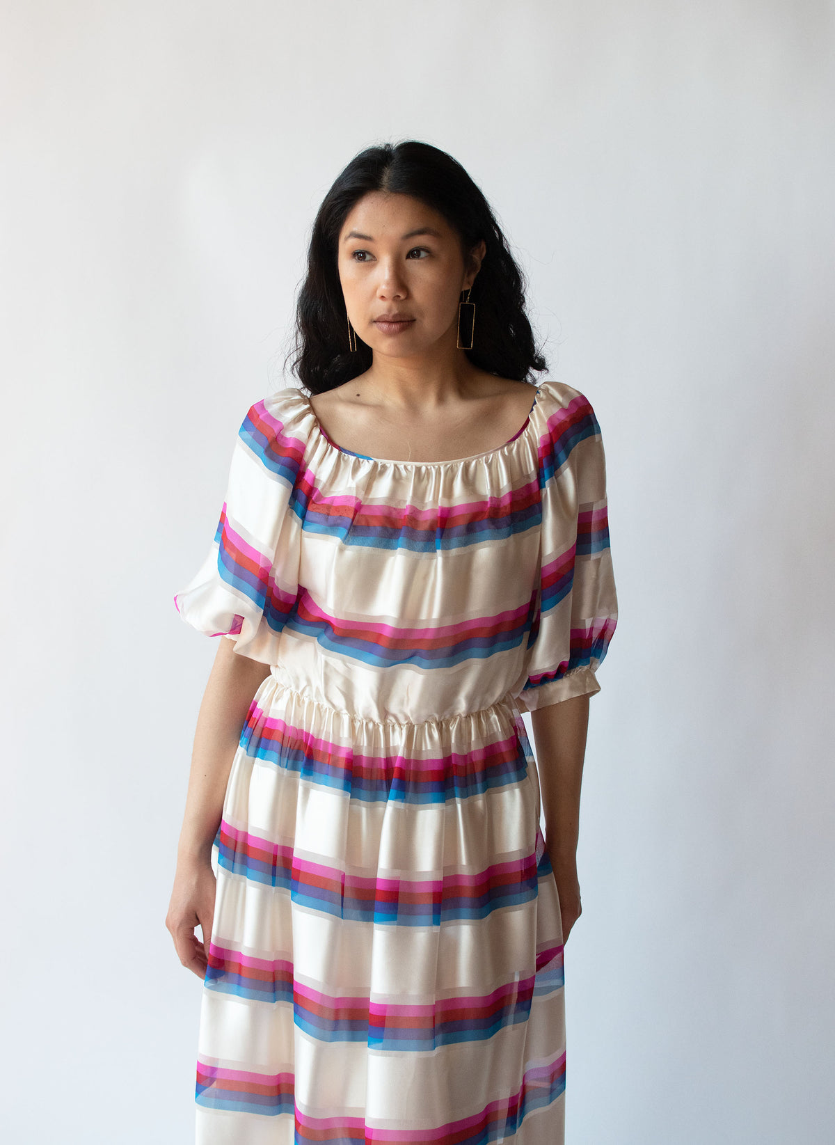 1980s Striped Silk Dress | Albert Nipon