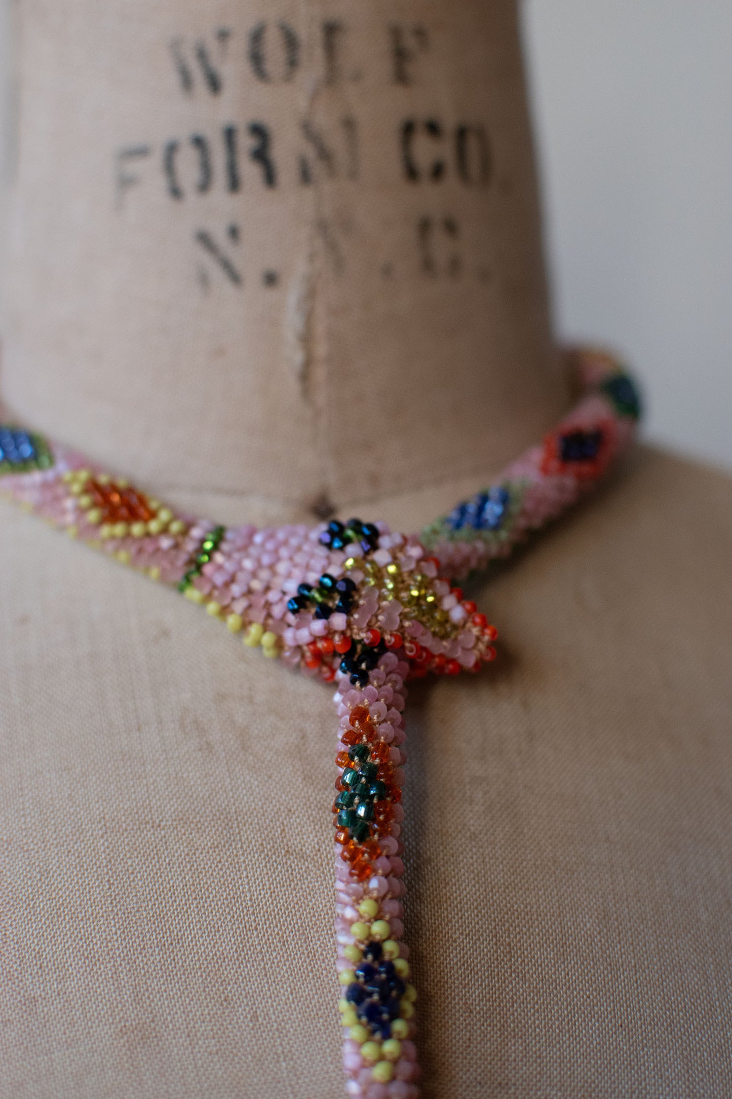 Bead Crochet Snake | Pink Multi Color Diamond