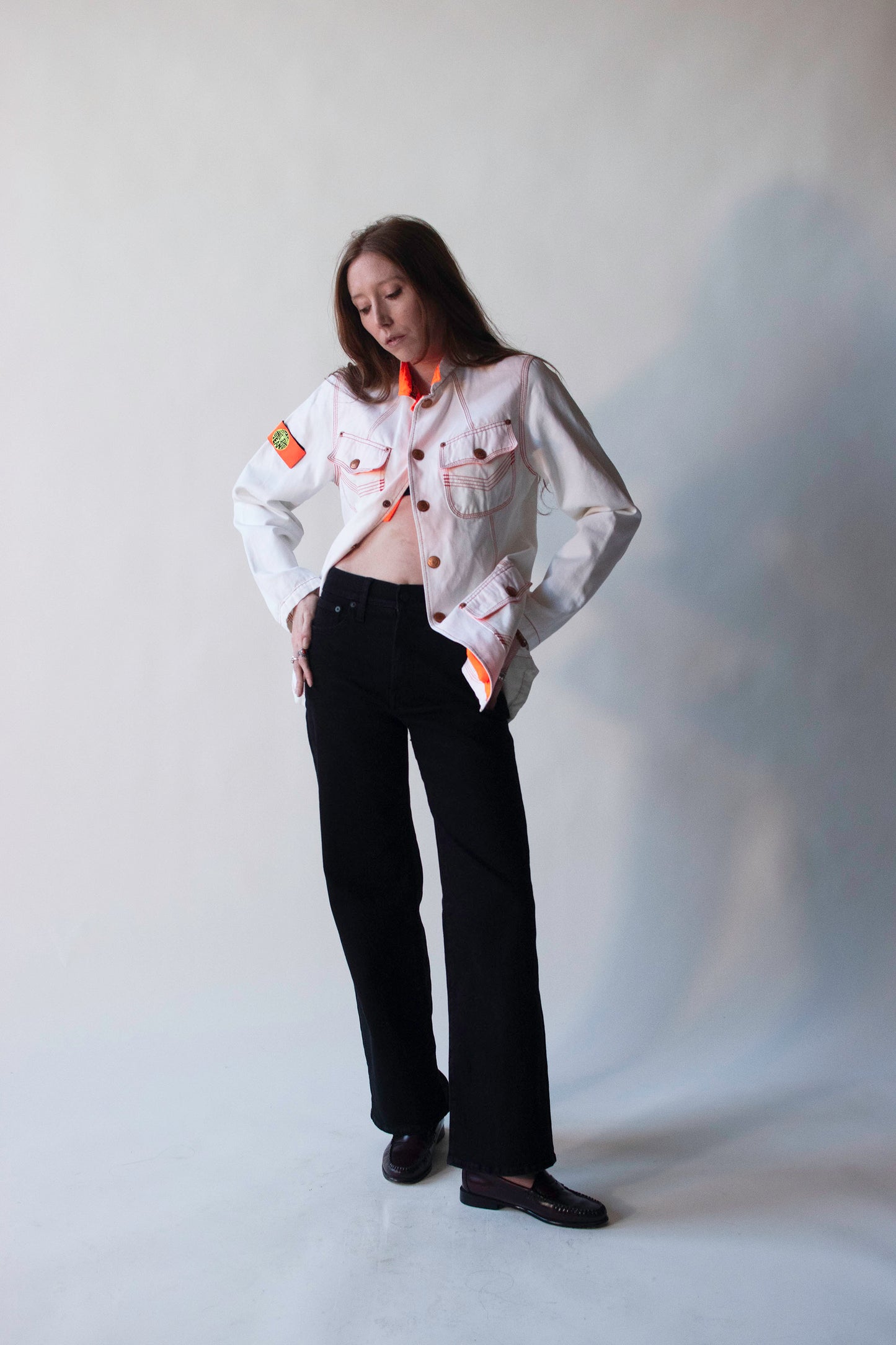 White Jacket w/ Contrast Stitching | Gaultier Jeans