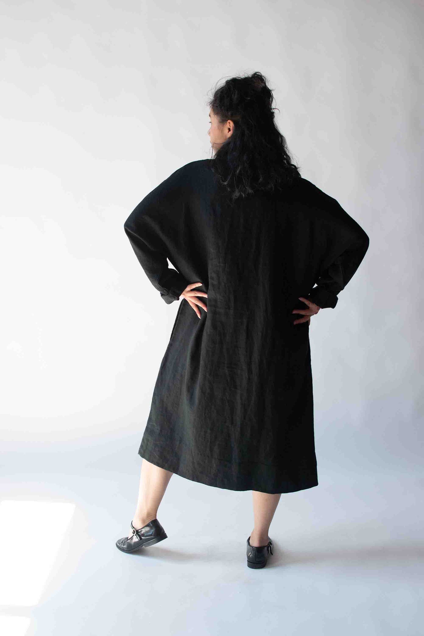 1990s Black Linen Dress