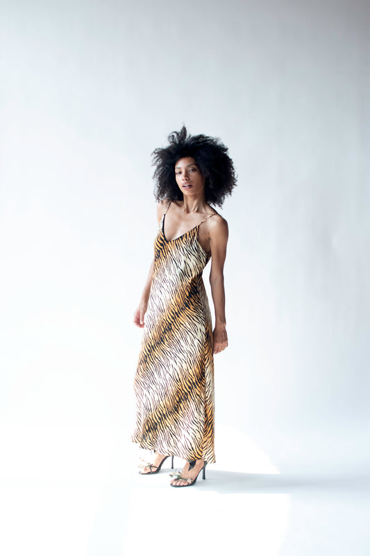 Y2K Tiger Print Slip Dress