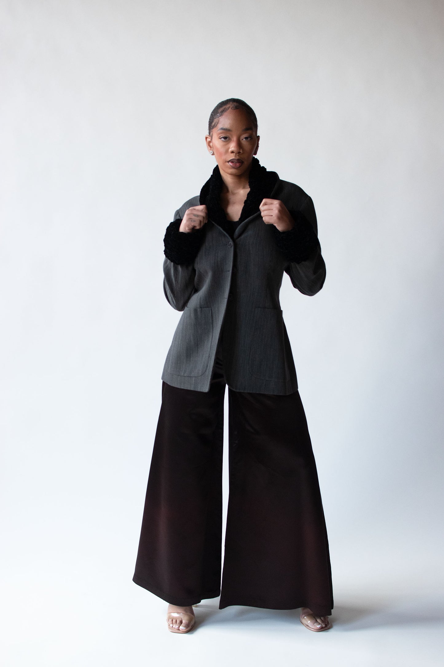 Gray Jacket w/ Chenille Trim | Romeo Gigli