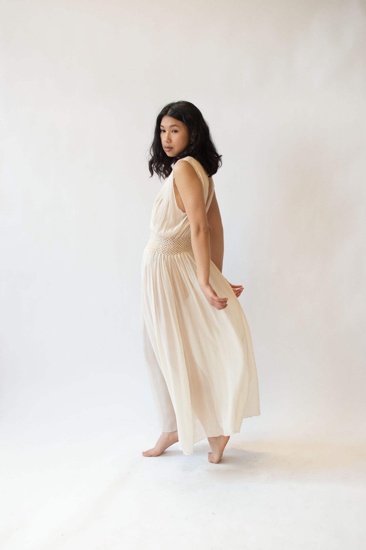 1930s Smocked Chiffon Nightgown
