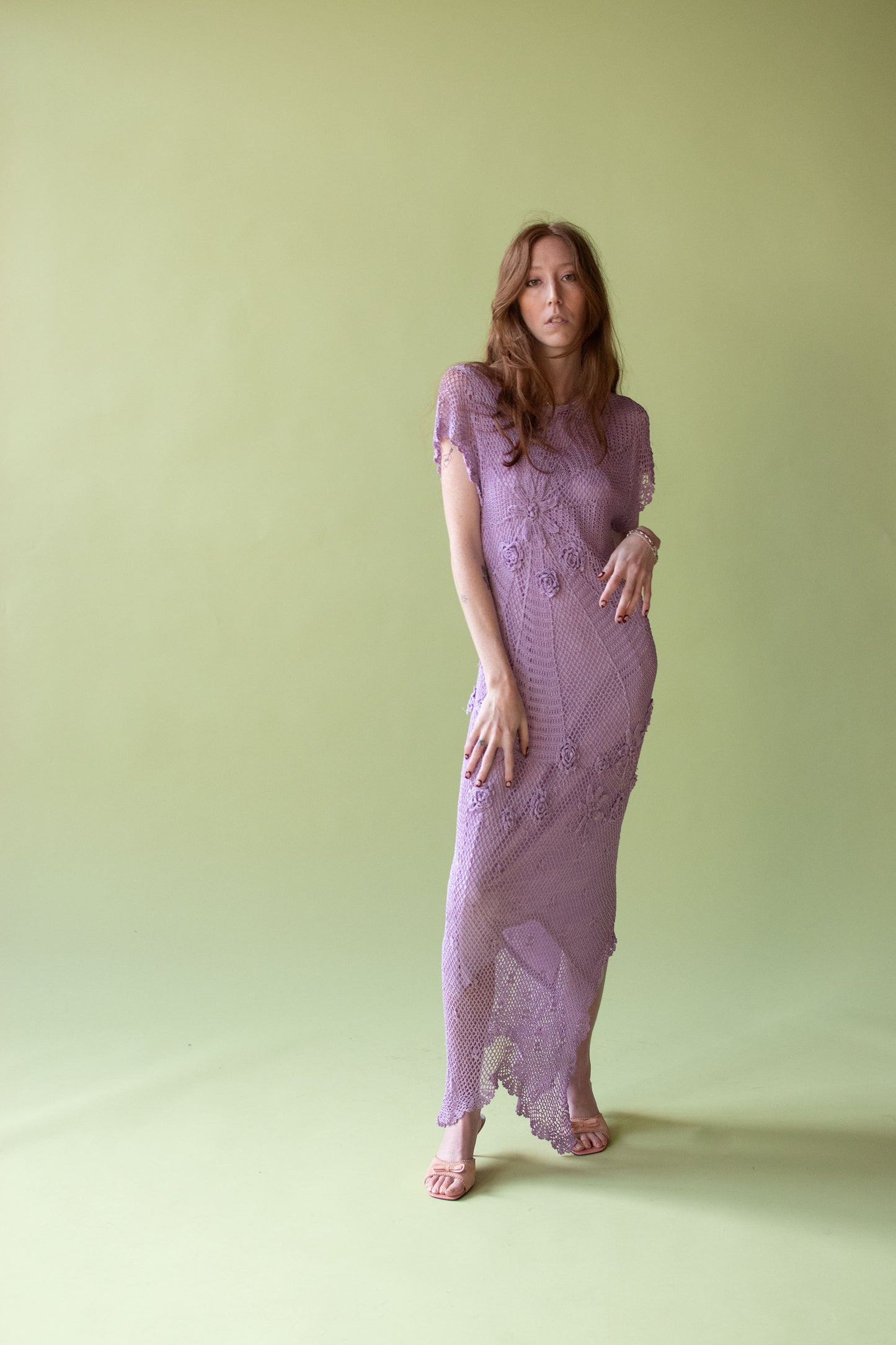 1980s Lavender Crochet Dress