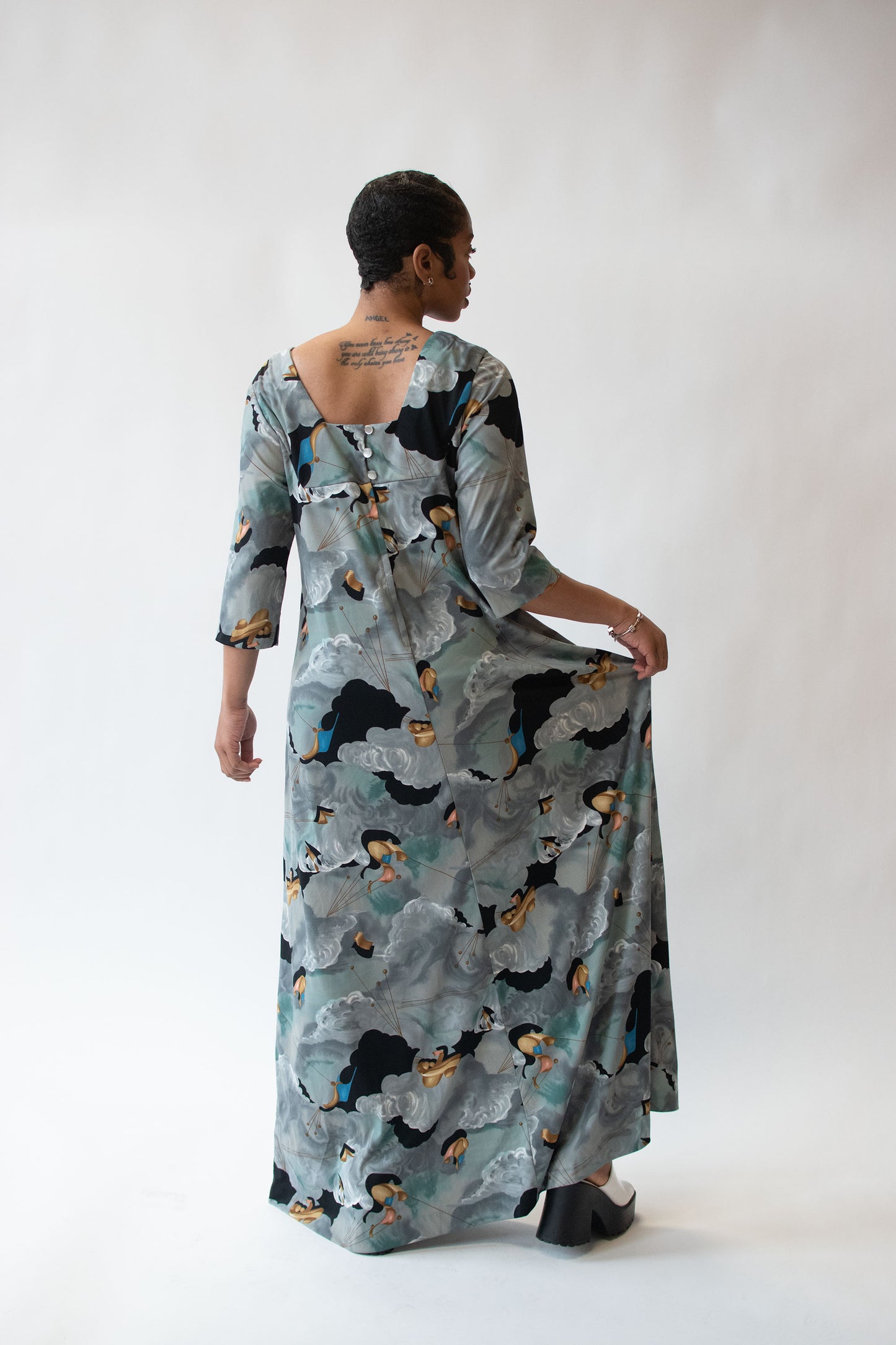 1970s Surrealist Print Dress