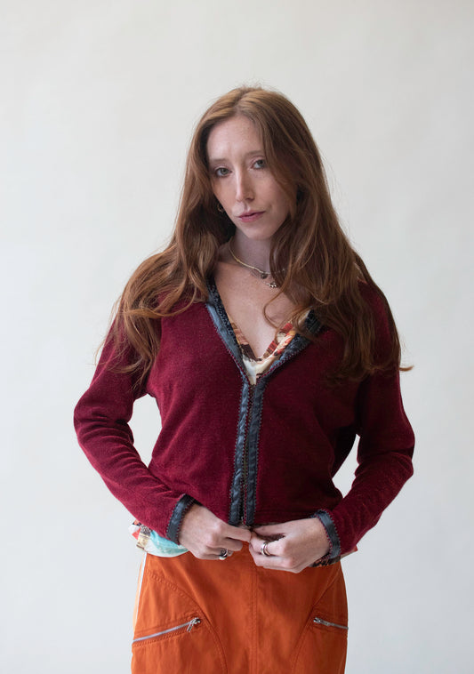 Red Hooded Sparkle Cardigan | Voyage Invest in the Original