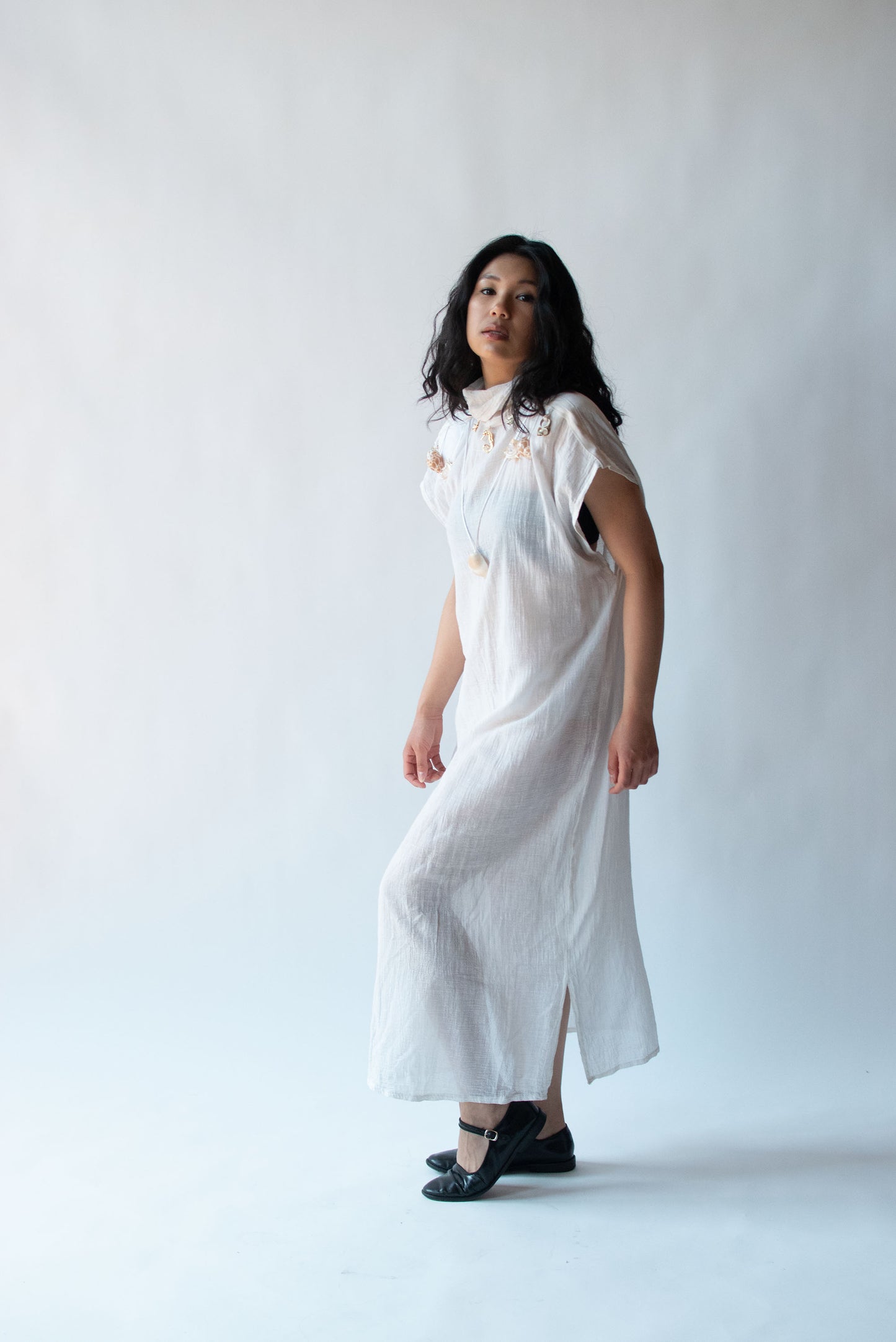 1980s Gauze Dress with Seashells