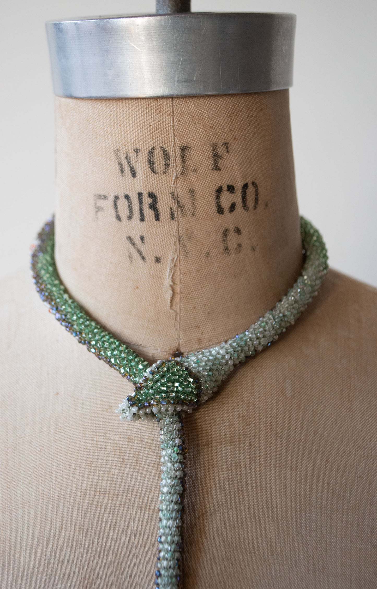 Bead Crochet Snake | Iridescent Blue Amber