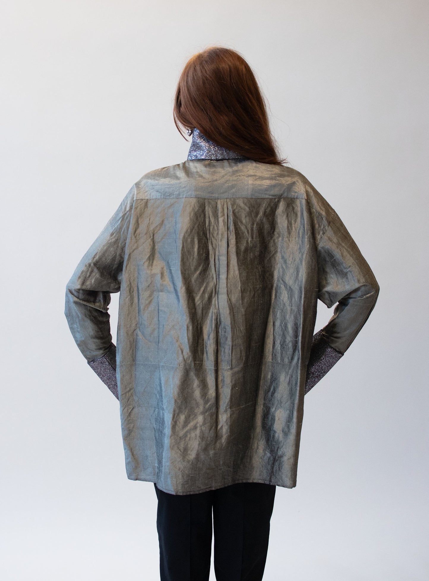 Silk Blouse w/ Metallic Cuffs | Romeo Gigli 1992