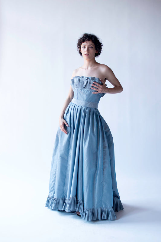 Ice Blue Ruffled Gown | Victor Costa