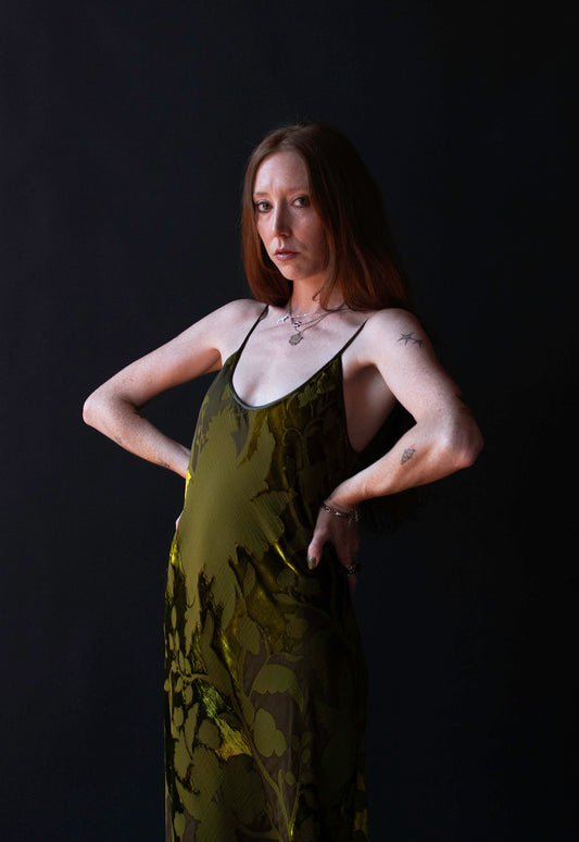 Olive Devoré Dress | Laura Biagiotti