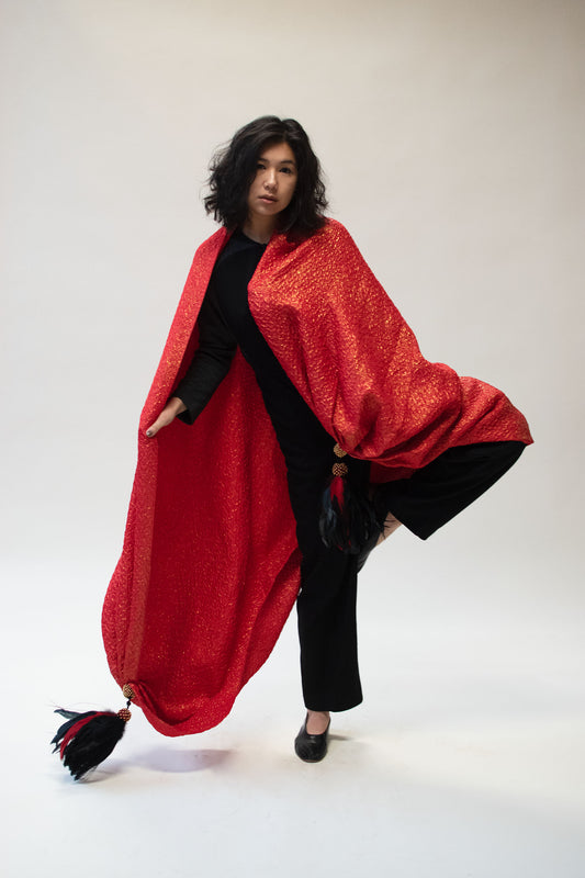 Red Lame Evening Shawl | Isabel Canovas