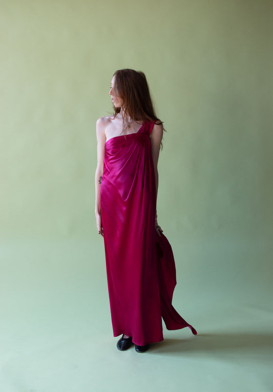 1990s Shocking Pink Silk Dress