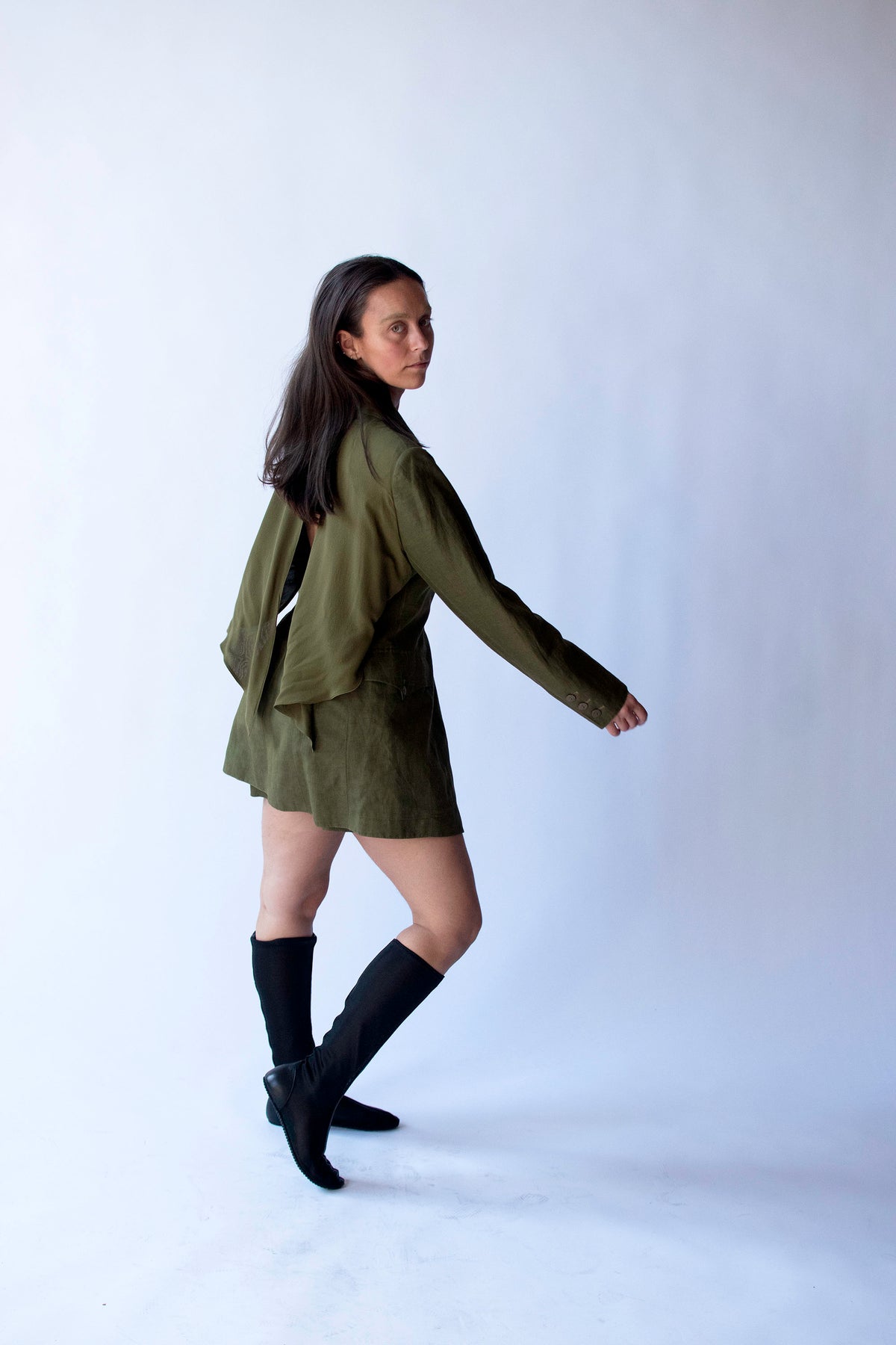 Olive Shorts Suit | Claude Montana