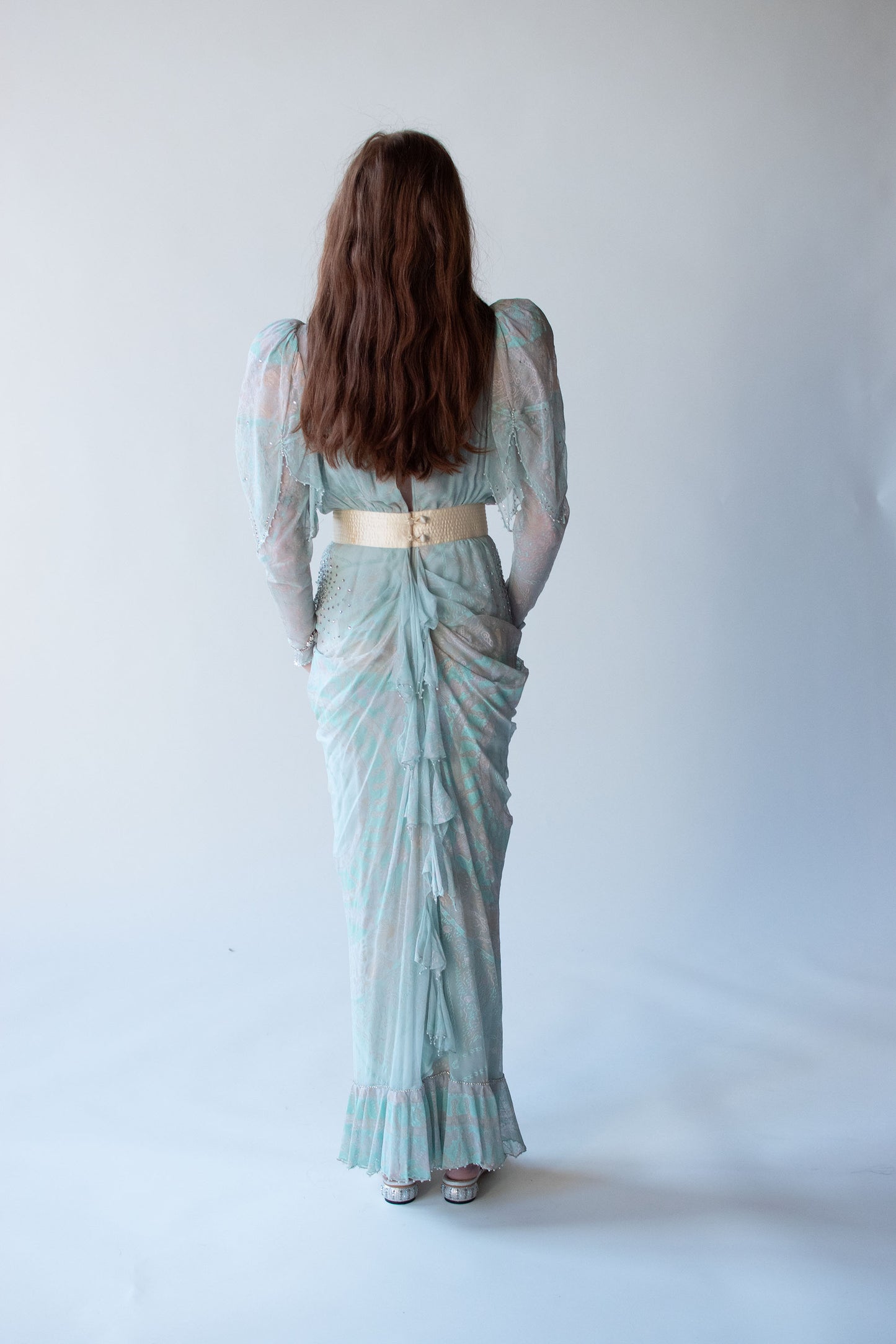 Seafoam Chiffon Dress | attributed to Zandra Rhodes
