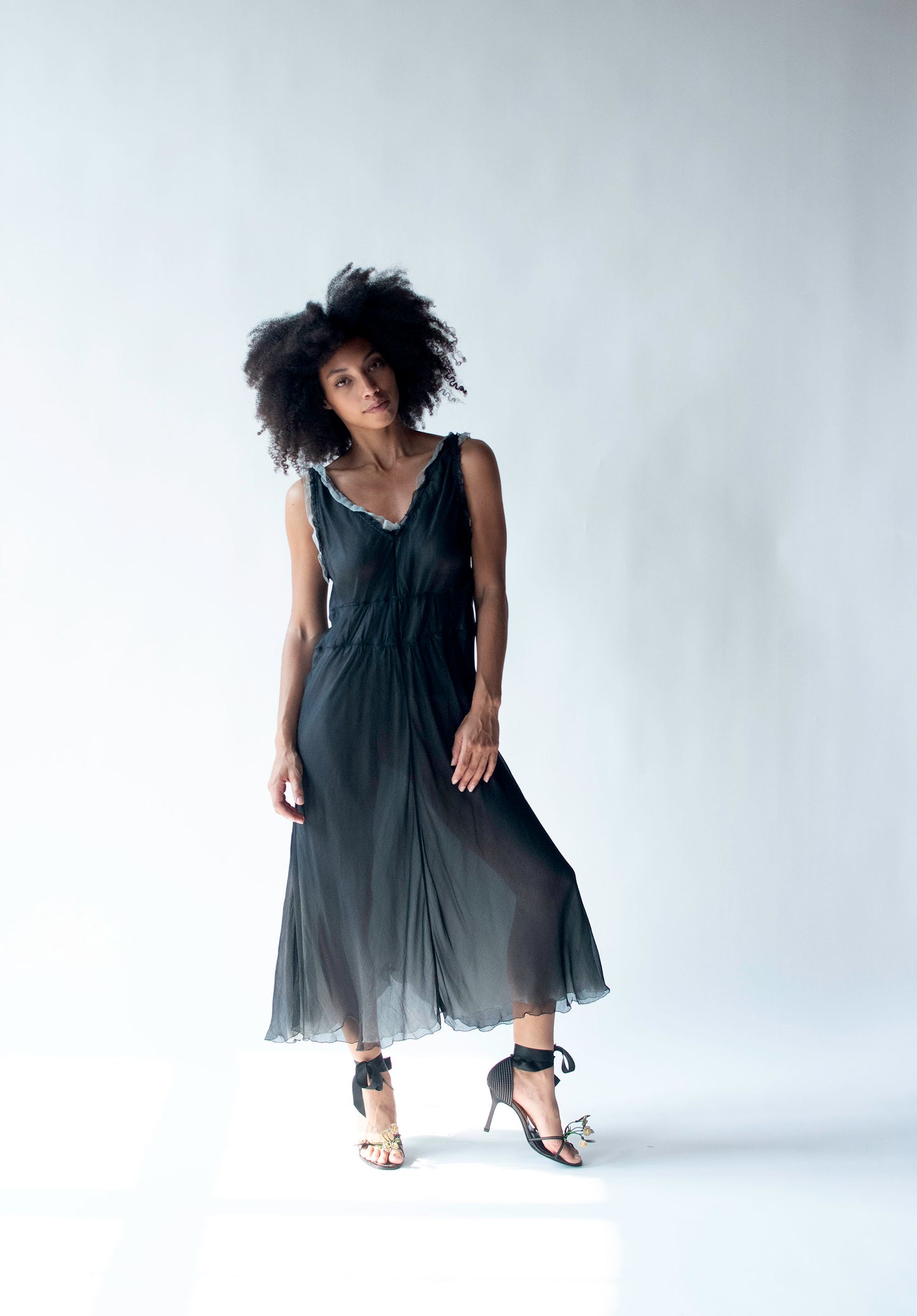 Black Chiffon Dress | Alberta Ferretti