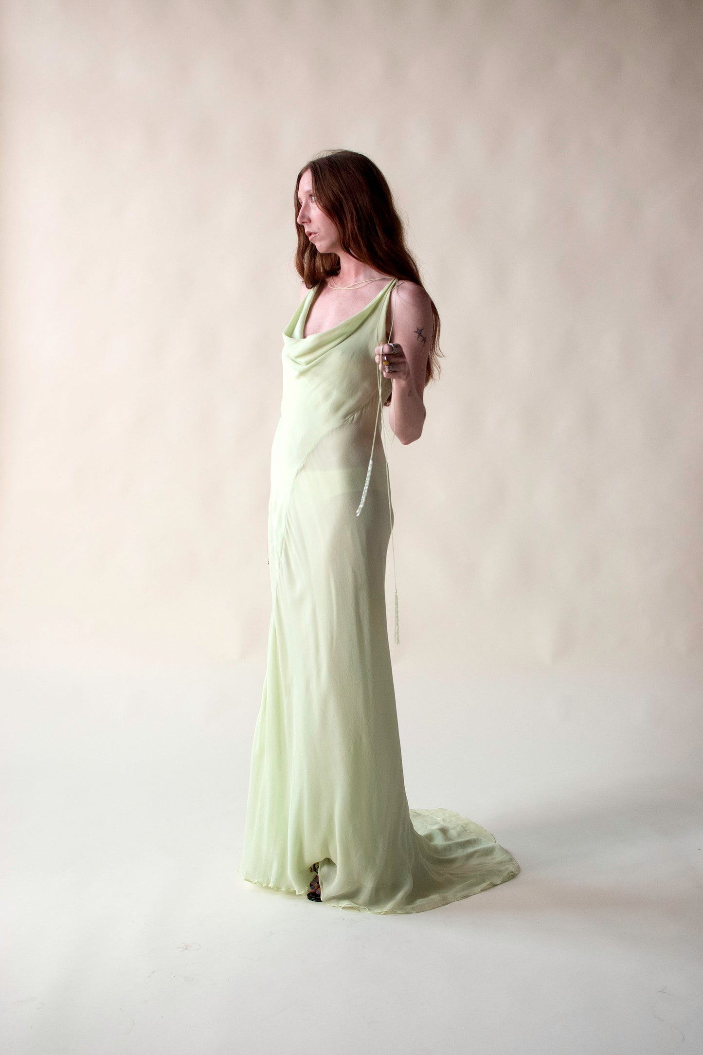 Celery Chiffon Gown | Krizia SS 2005