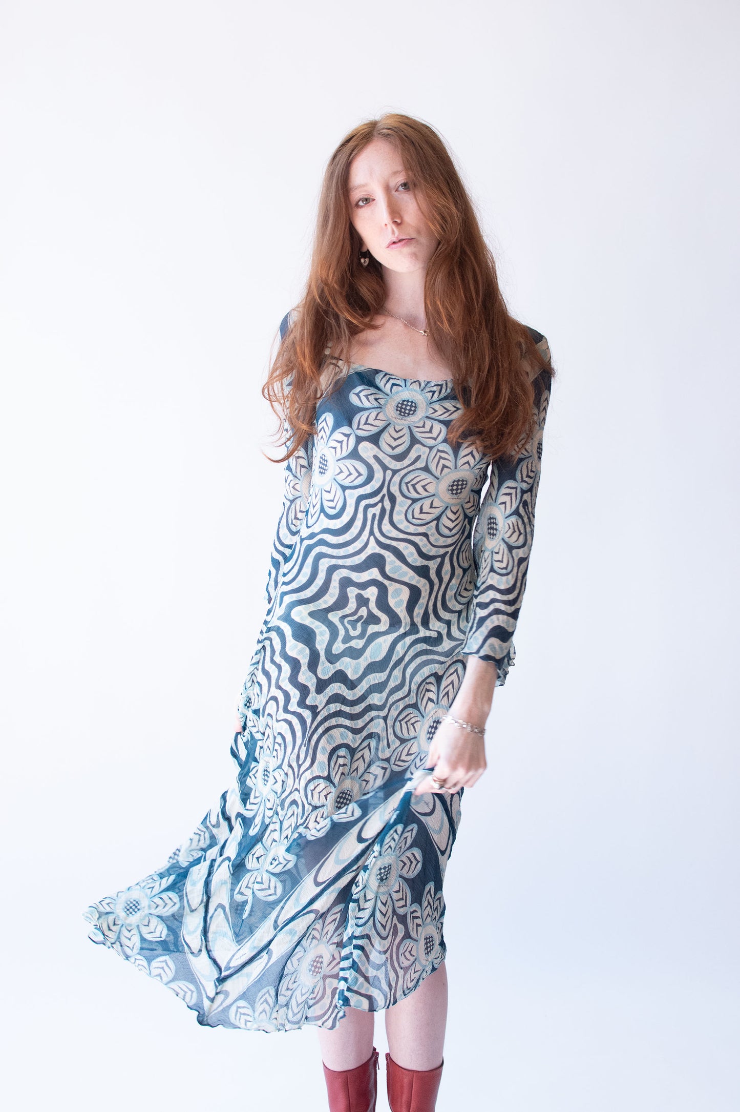 1970s Printed Chiffon Dress | Mysa