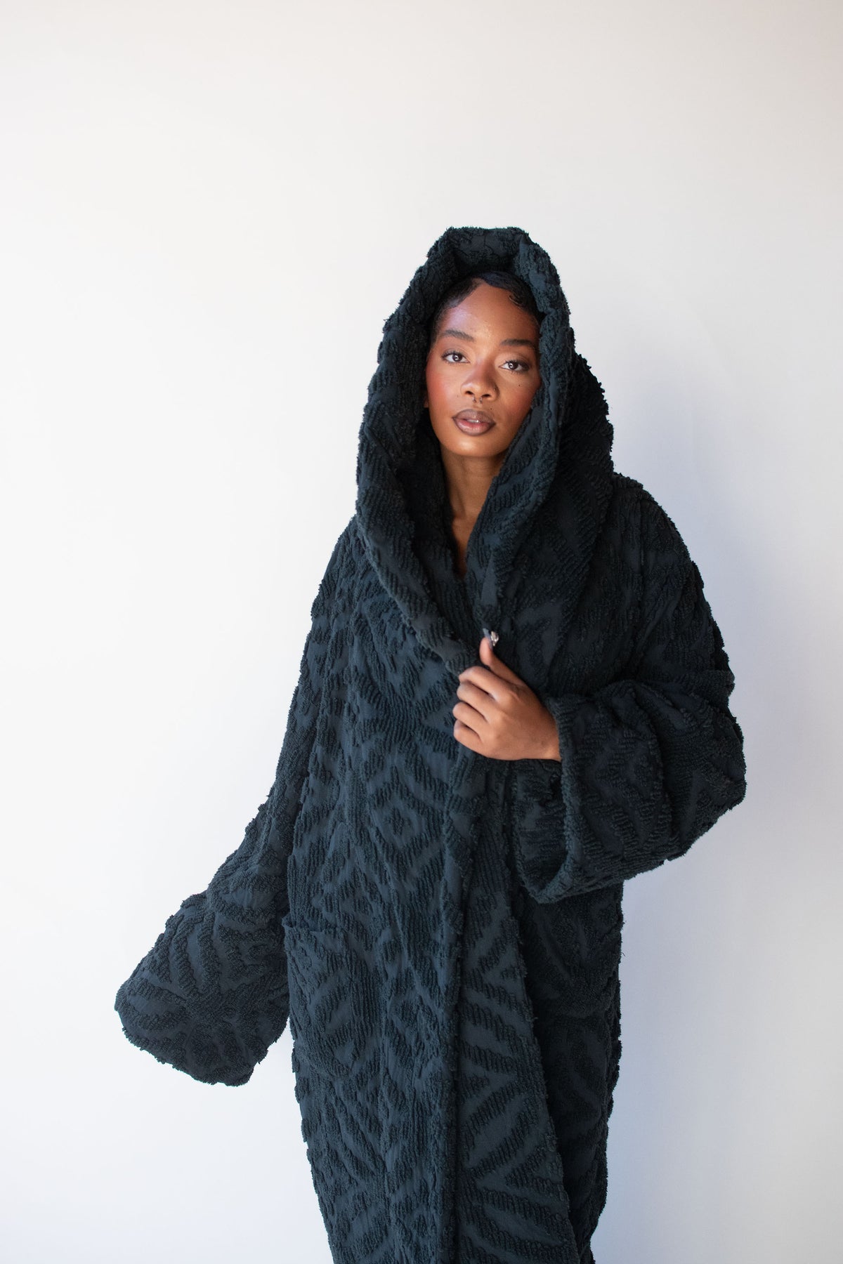 1980s Chenille Shawl Collar Coat | Norma Kamali