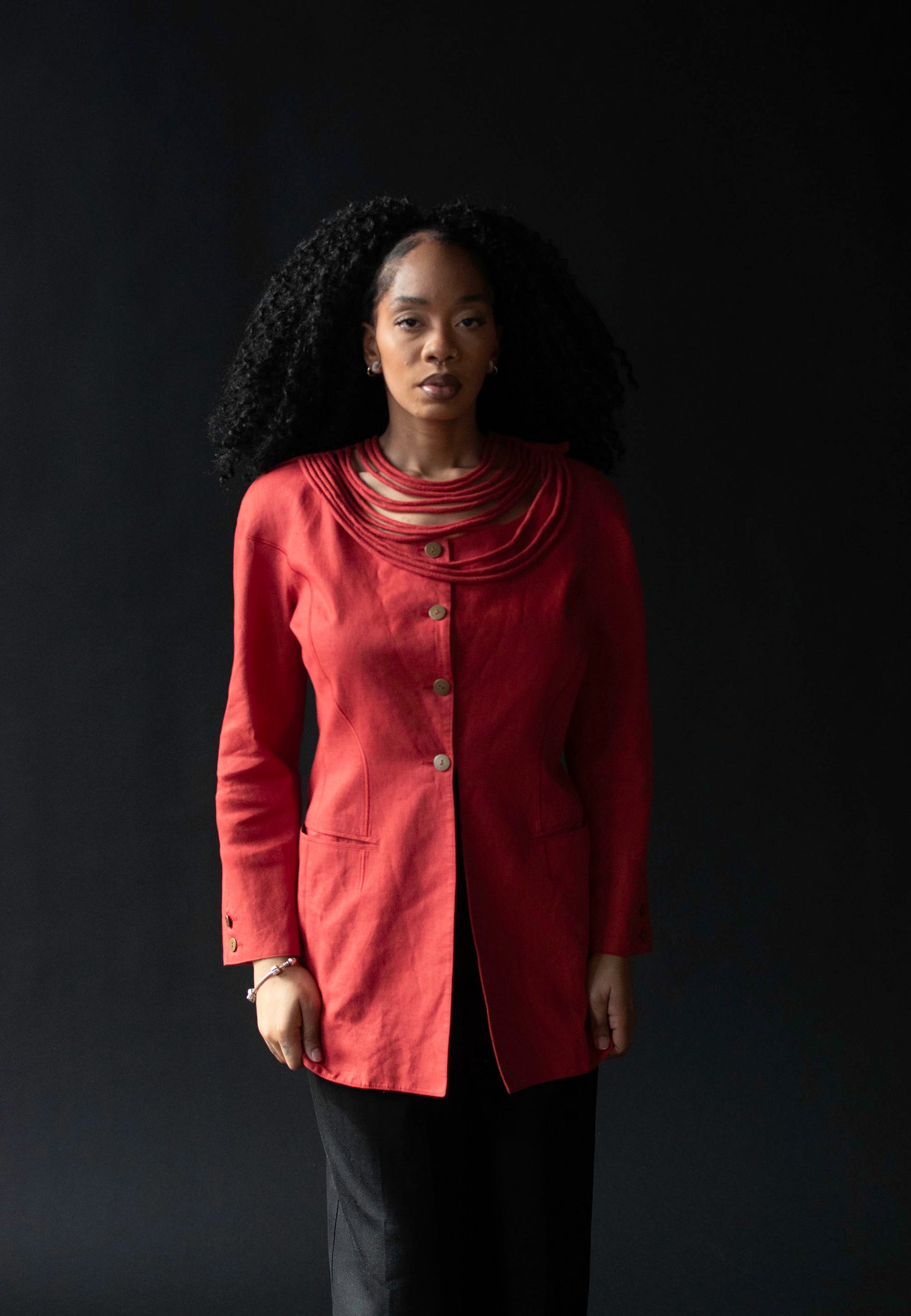 Red Linen Jacket | Claude Montana
