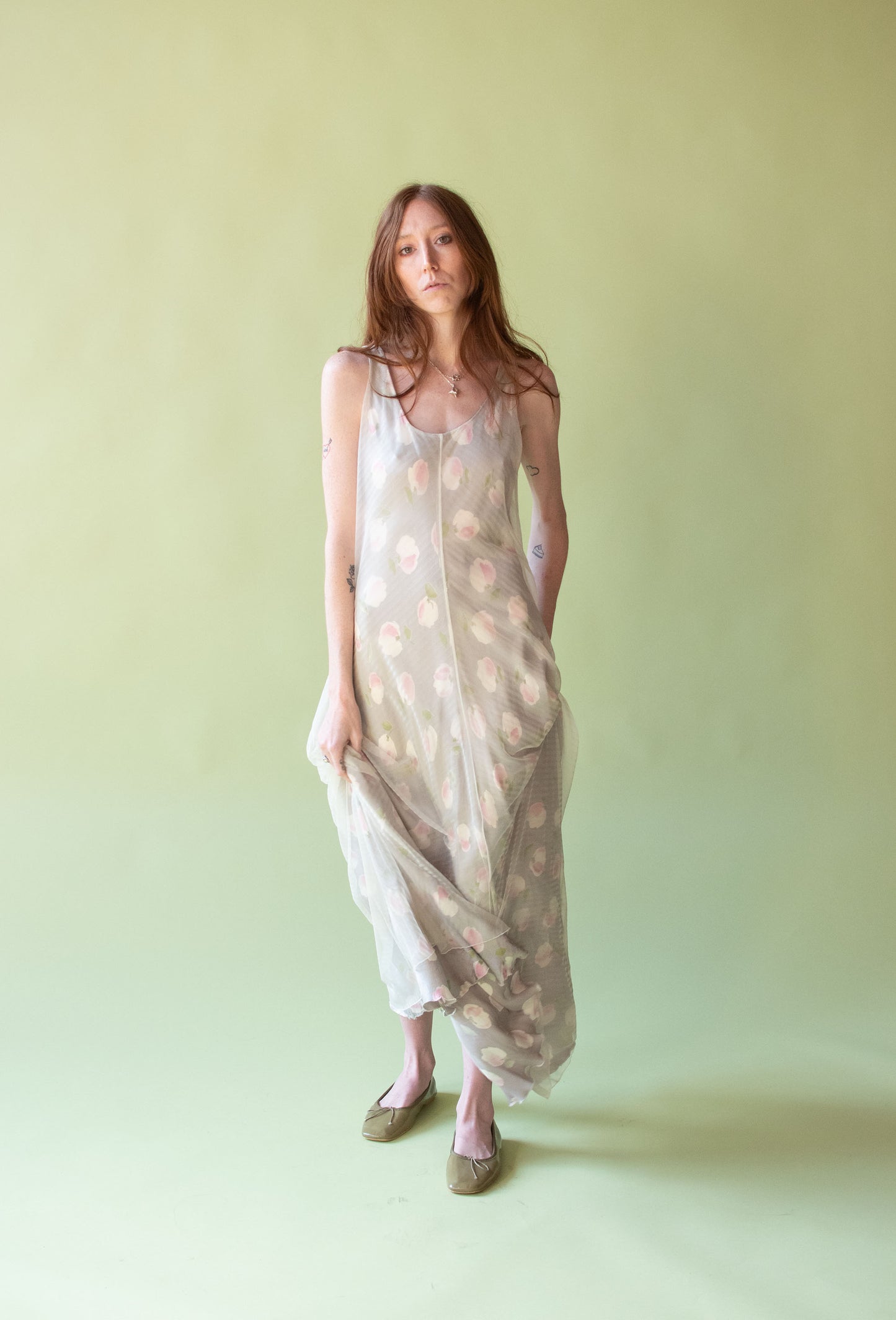 Sheer Overlay floral Print Dress | Emporio Armani