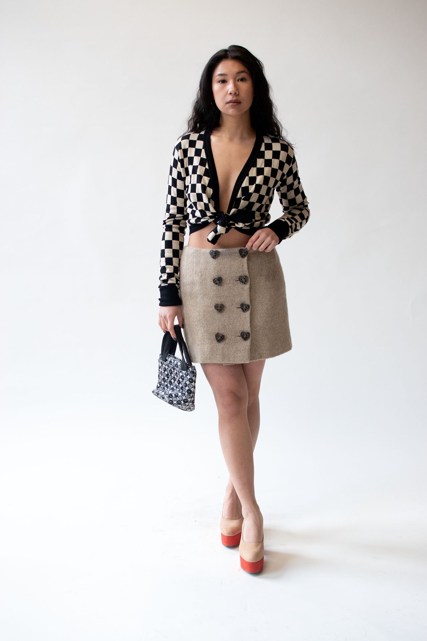 1990s Checkered Wrap Sweater | Moschino