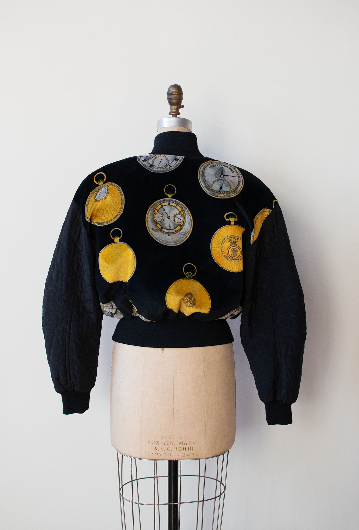 1980s Clock Print Bomber Jacket | Escada
