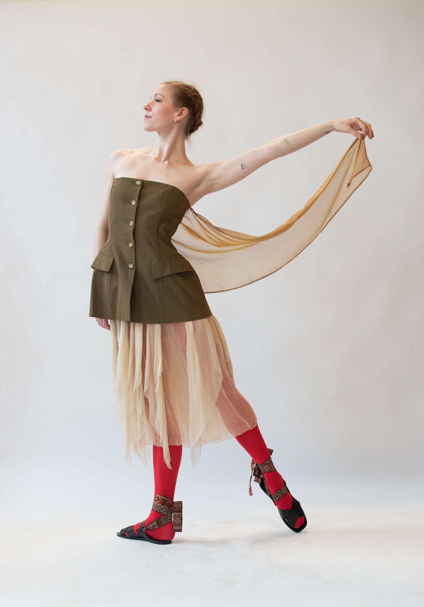 1990s Bustier w/ chiffon scarf | Paola Frani