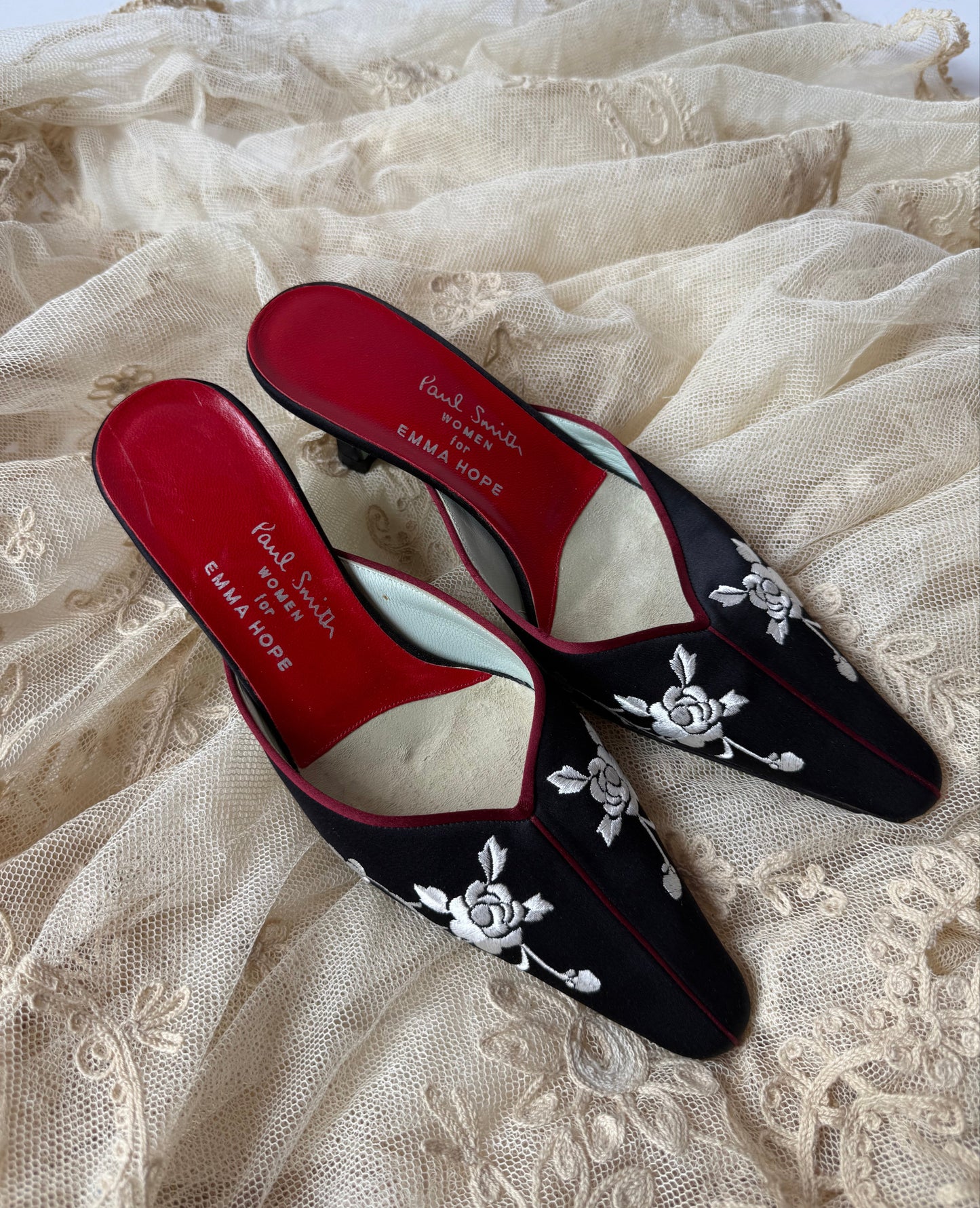 Embroidered Silk Mules | Paul Smith for Emma Hope