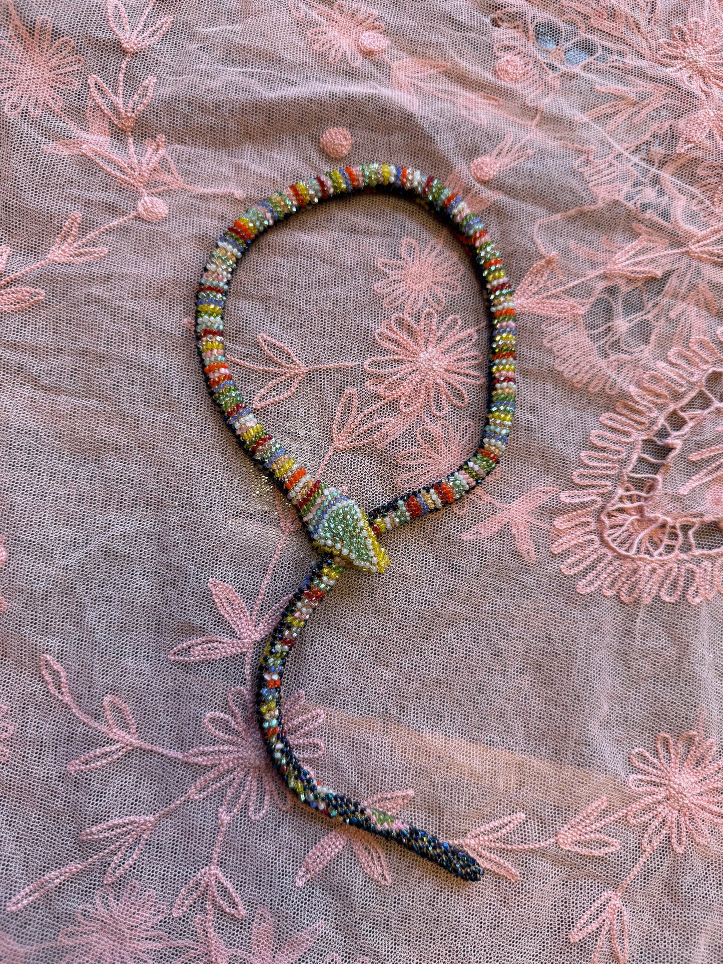 Bead Crochet Snake | Oil Slick Multi Color Diamond
