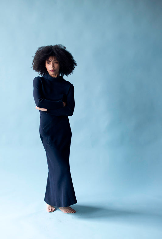 Navy Blue Bias Cut Dress | John Galliano 'Charles James' collection, SS 1989