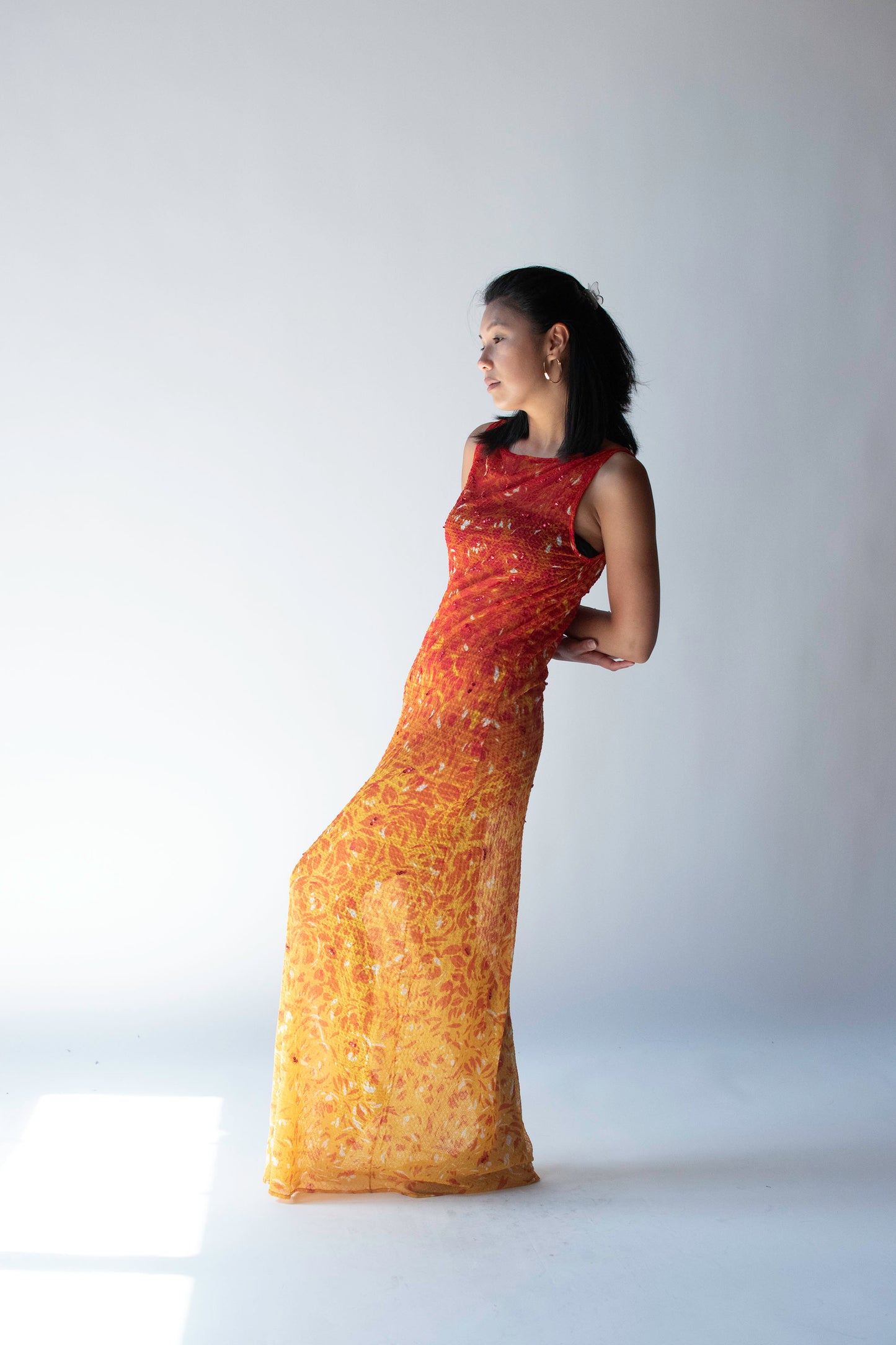 Flame print Mesh Dress | Vivienne Tam SS 1998