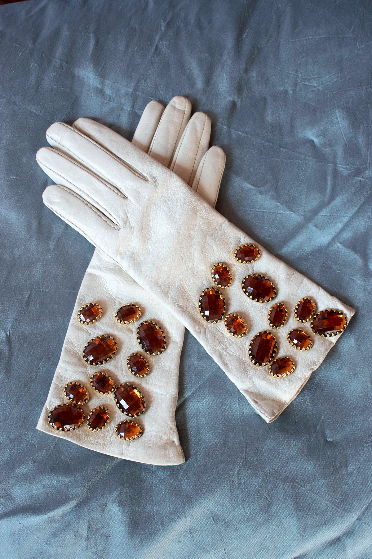 1980s Bejeweled Leather Gloves