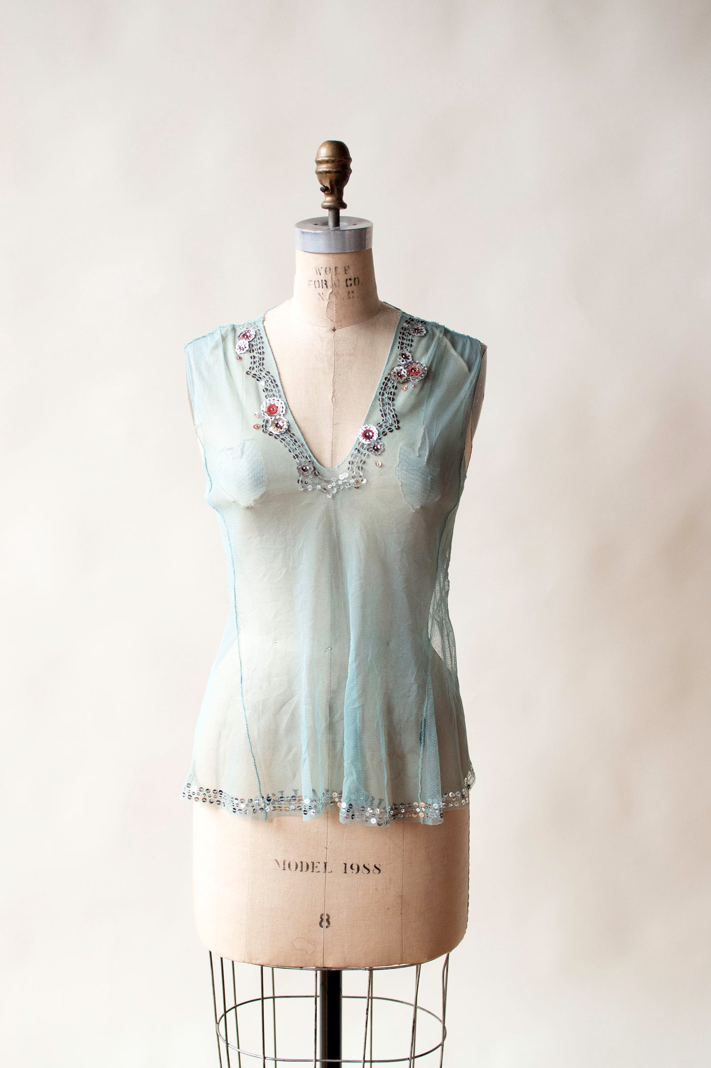 Mint Mesh Top w/ Sequins | Rozae Nichols