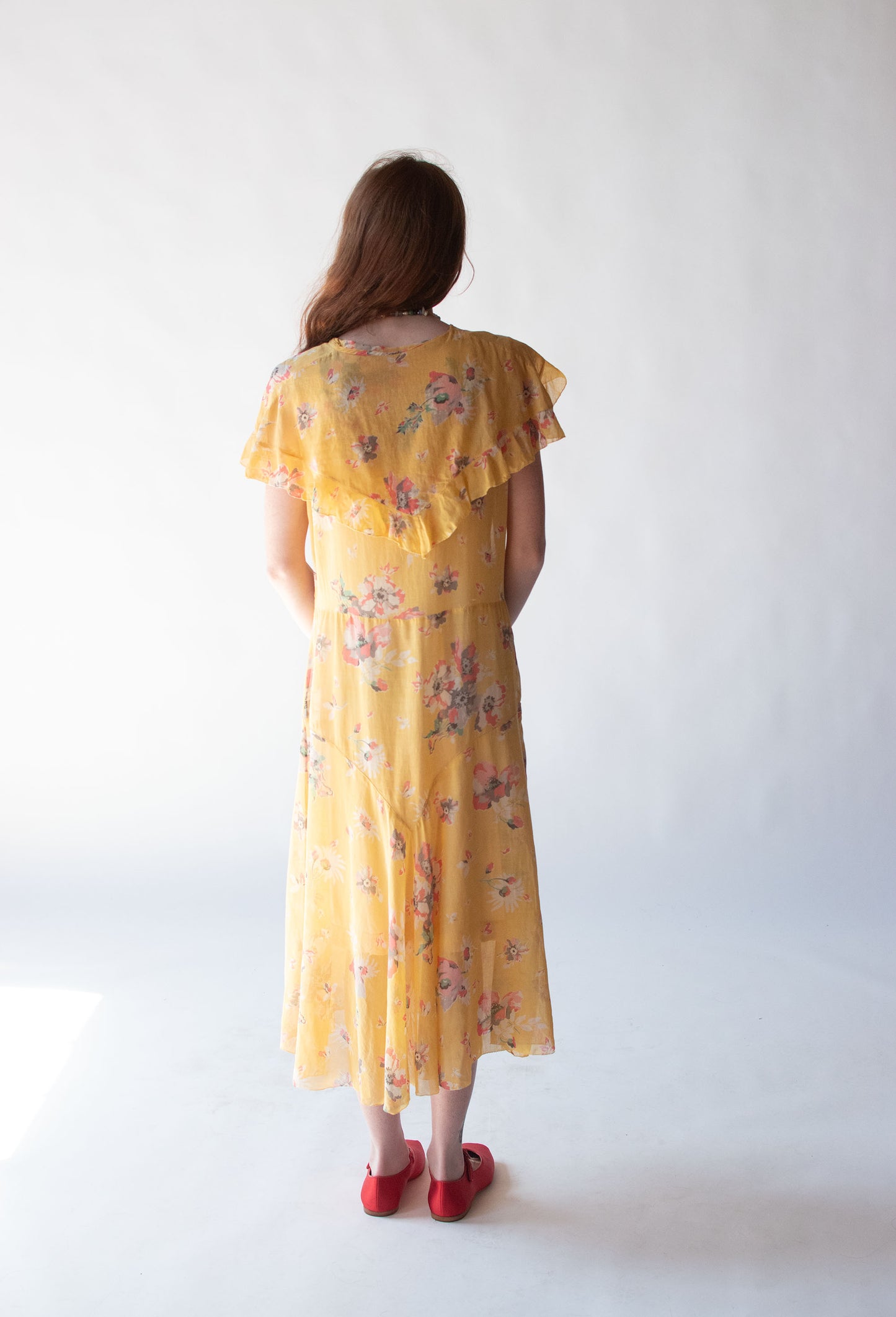 1930s Floral Print Voile Dress