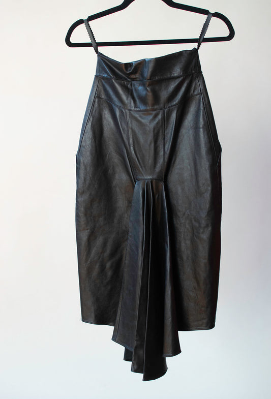1980s Black Leather Skirt | Claude Montana