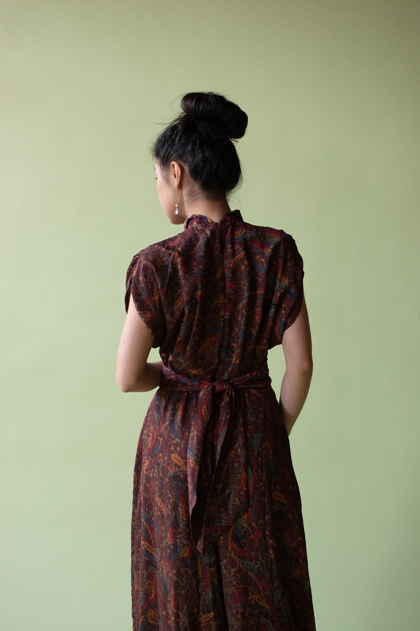 1930s Painted Crepe Dress