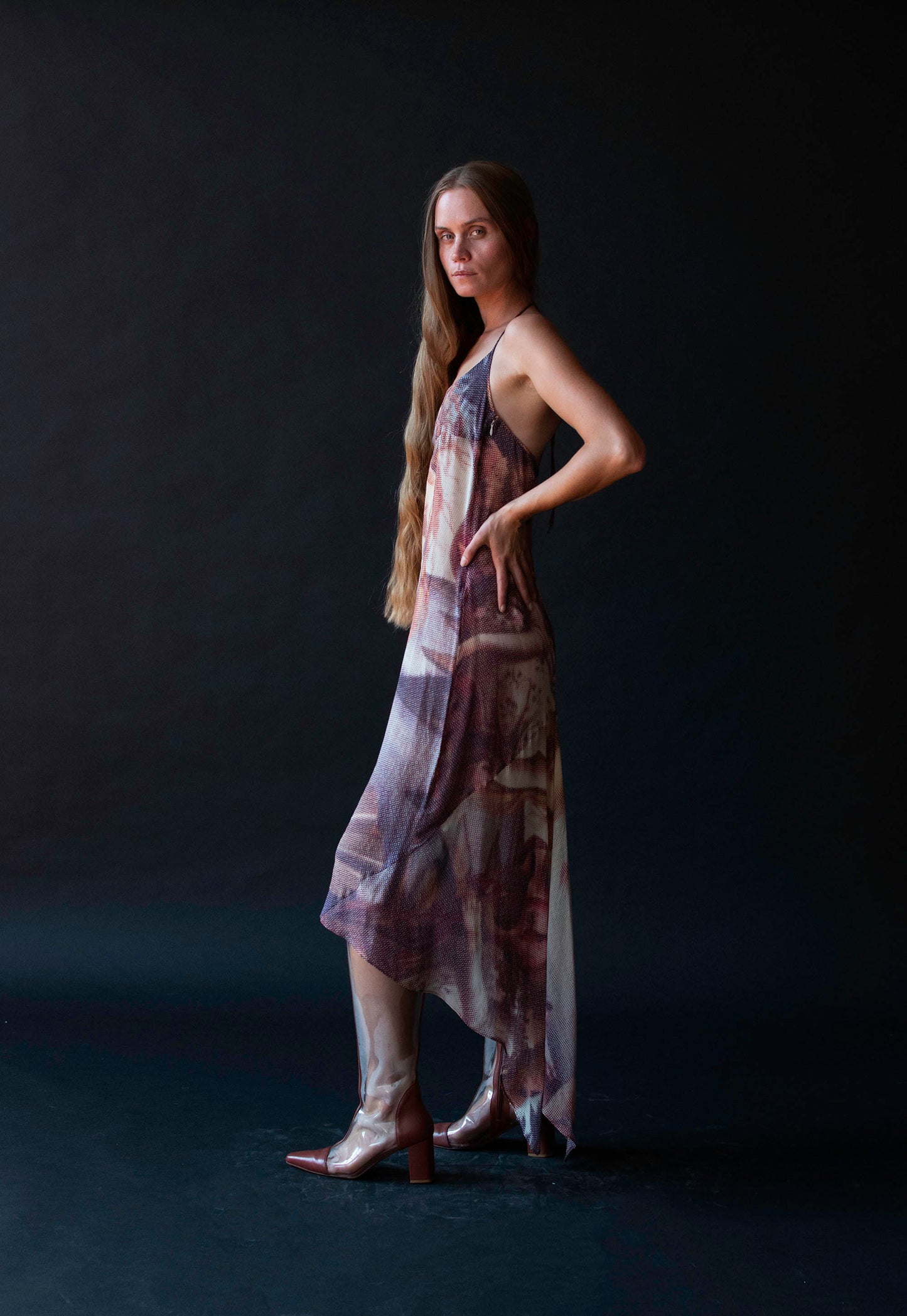 Birth of Venus Pixelated Print Silk Dress | D & G