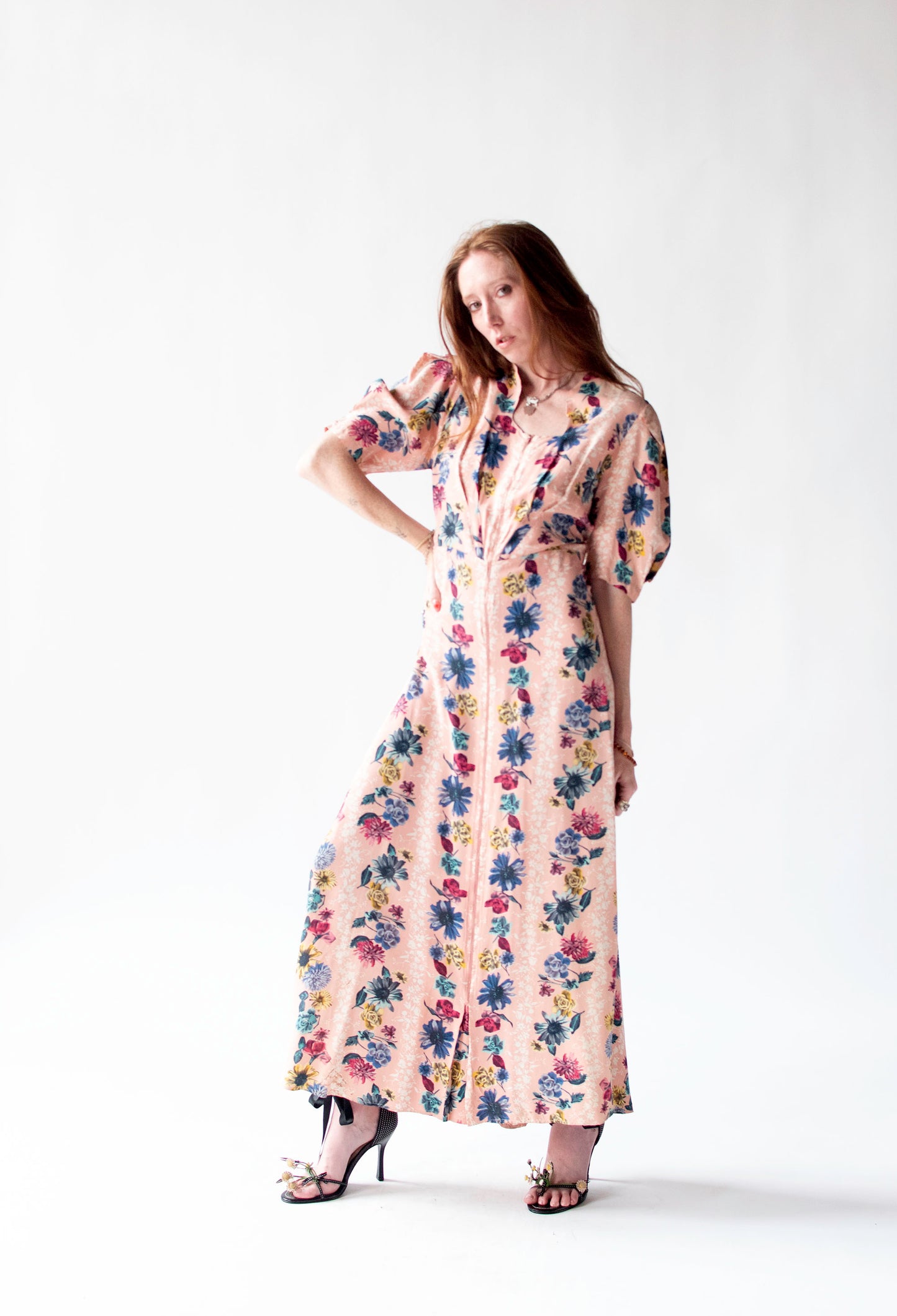 1940s Floral Print Dressing Gown
