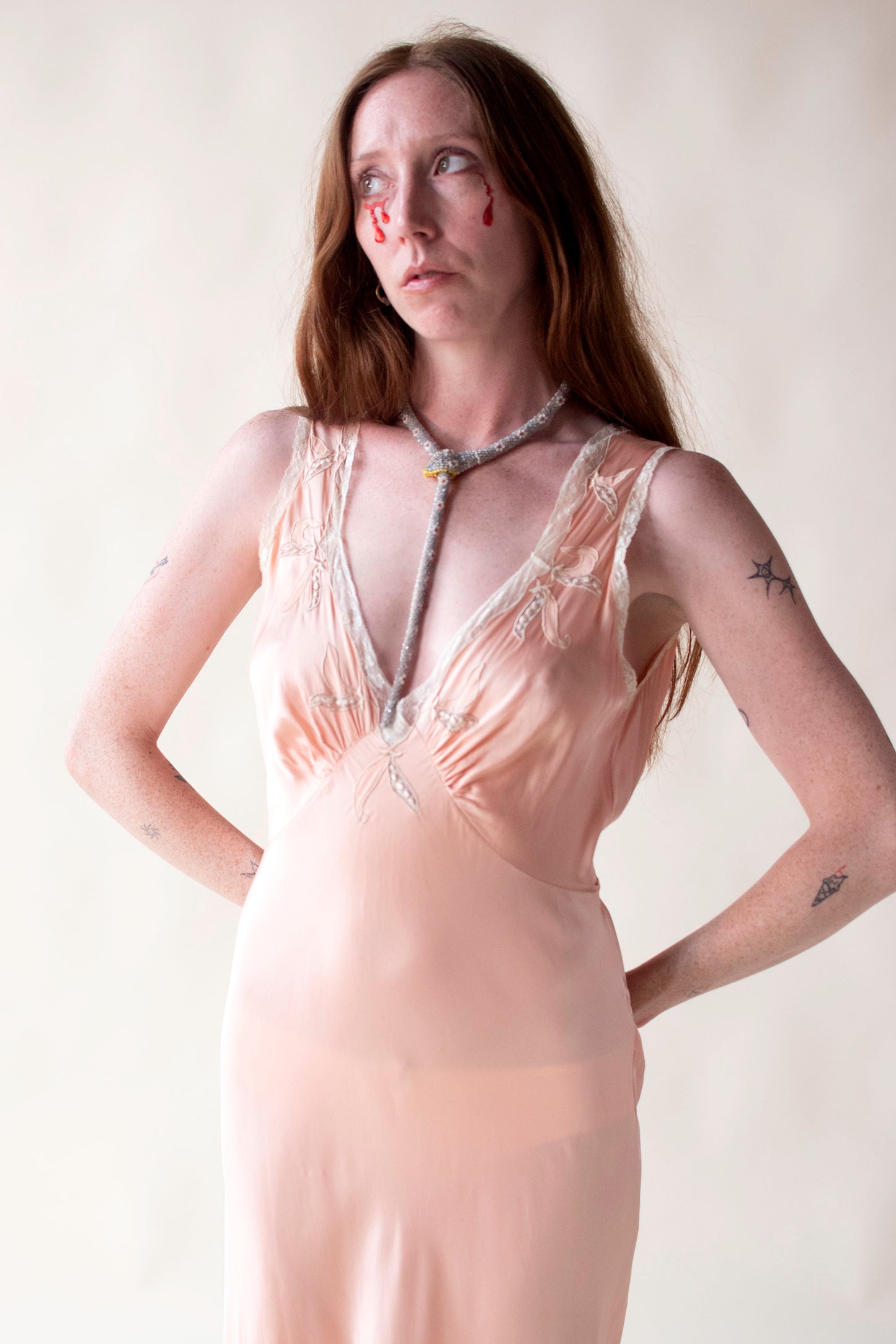 1930s Sweet Pea Peach Nightgown | Yolonde