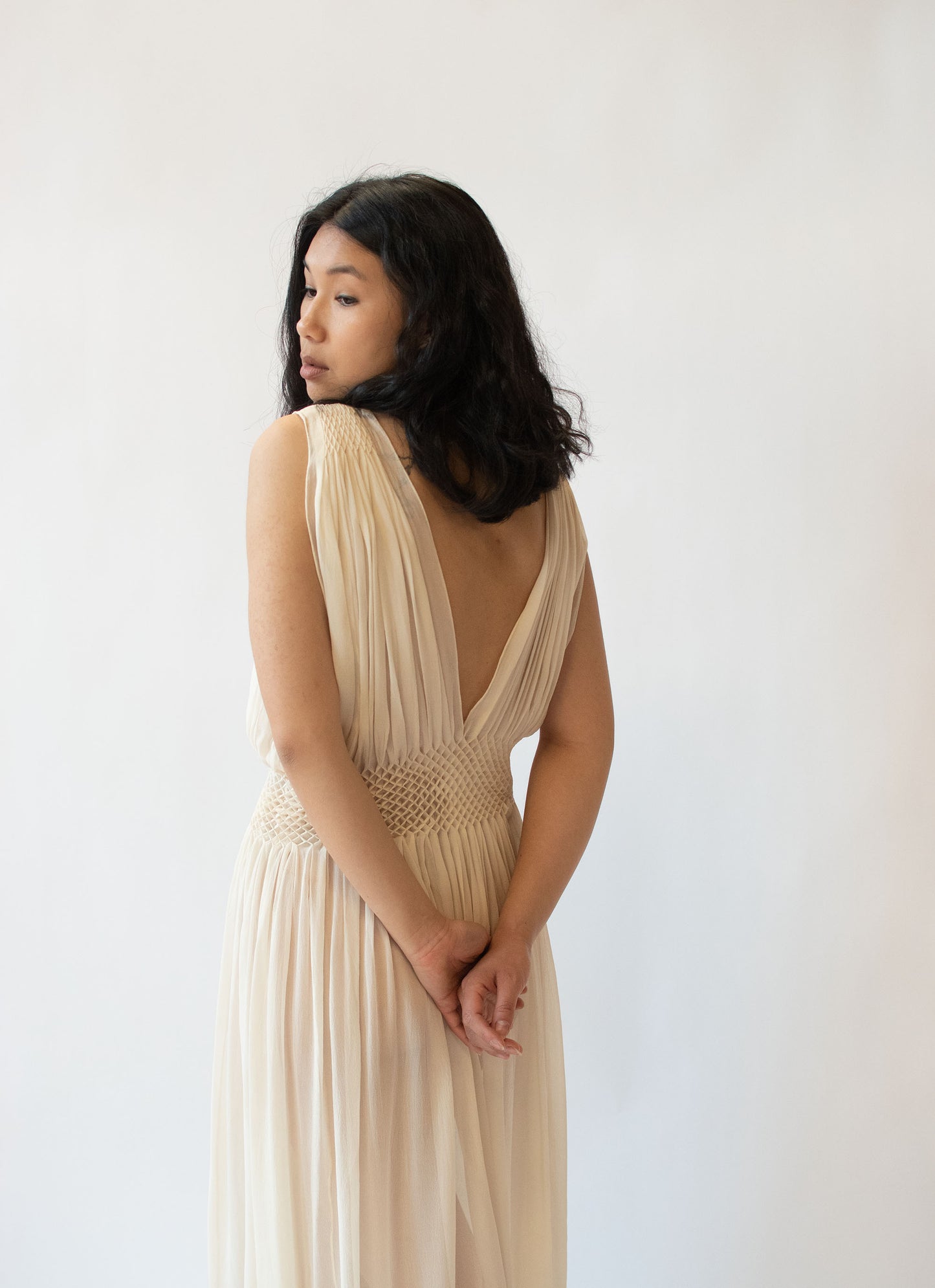 1930s Smocked Chiffon Nightgown