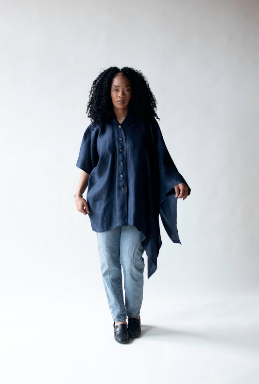 Navy Linen Tunic | Yohji Yamamoto