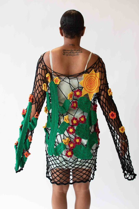 1990s - y2k Cactus Crochet Tunic | Kyoko Higa