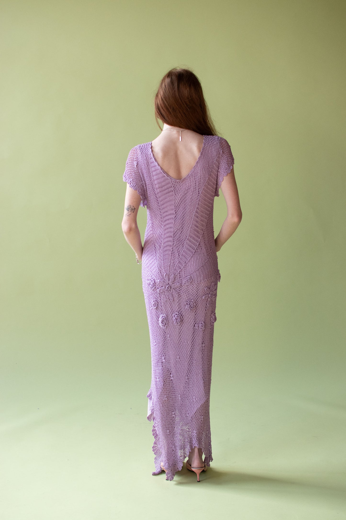 1980s Lavender Crochet Dress