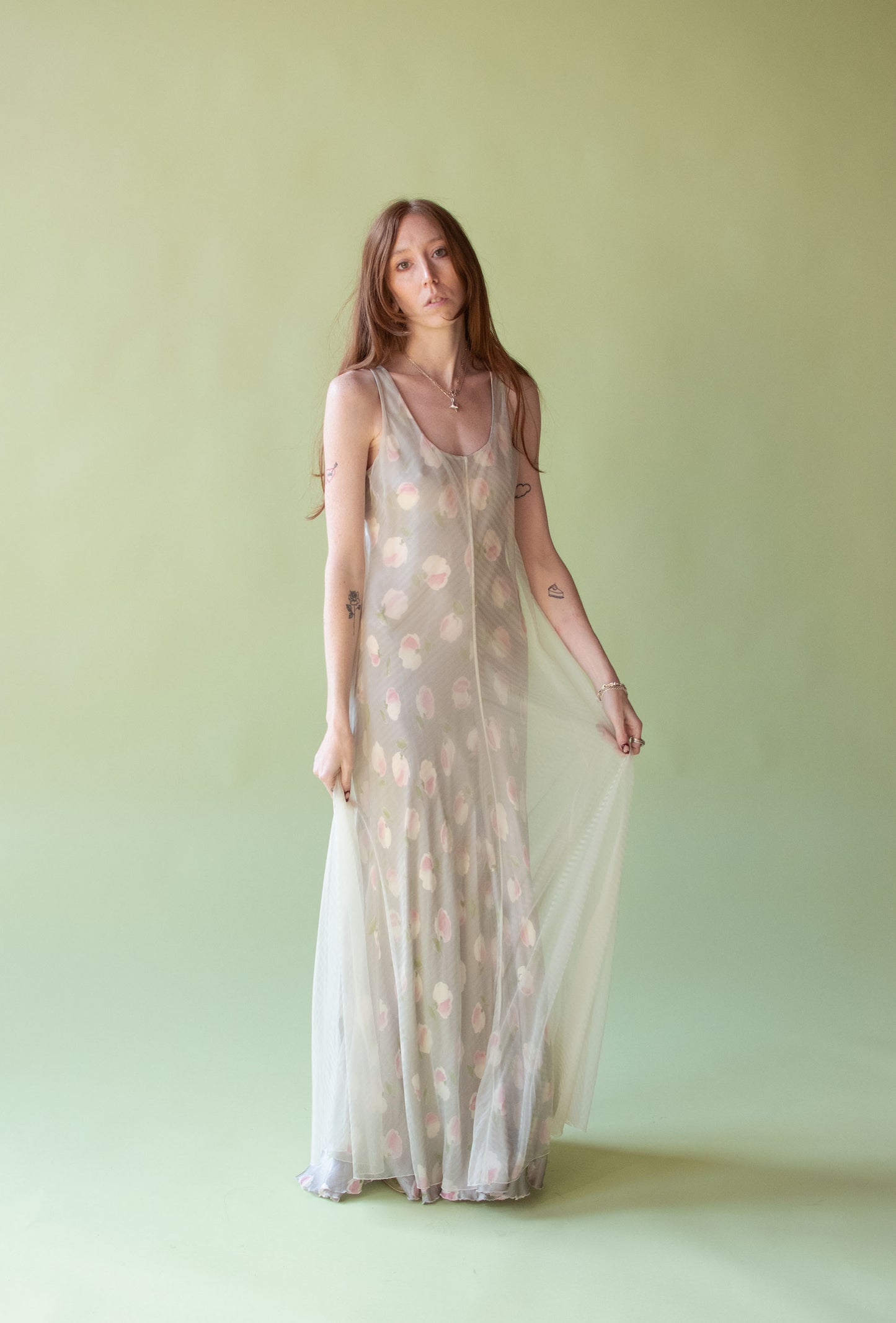 Sheer Overlay floral Print Dress | Emporio Armani