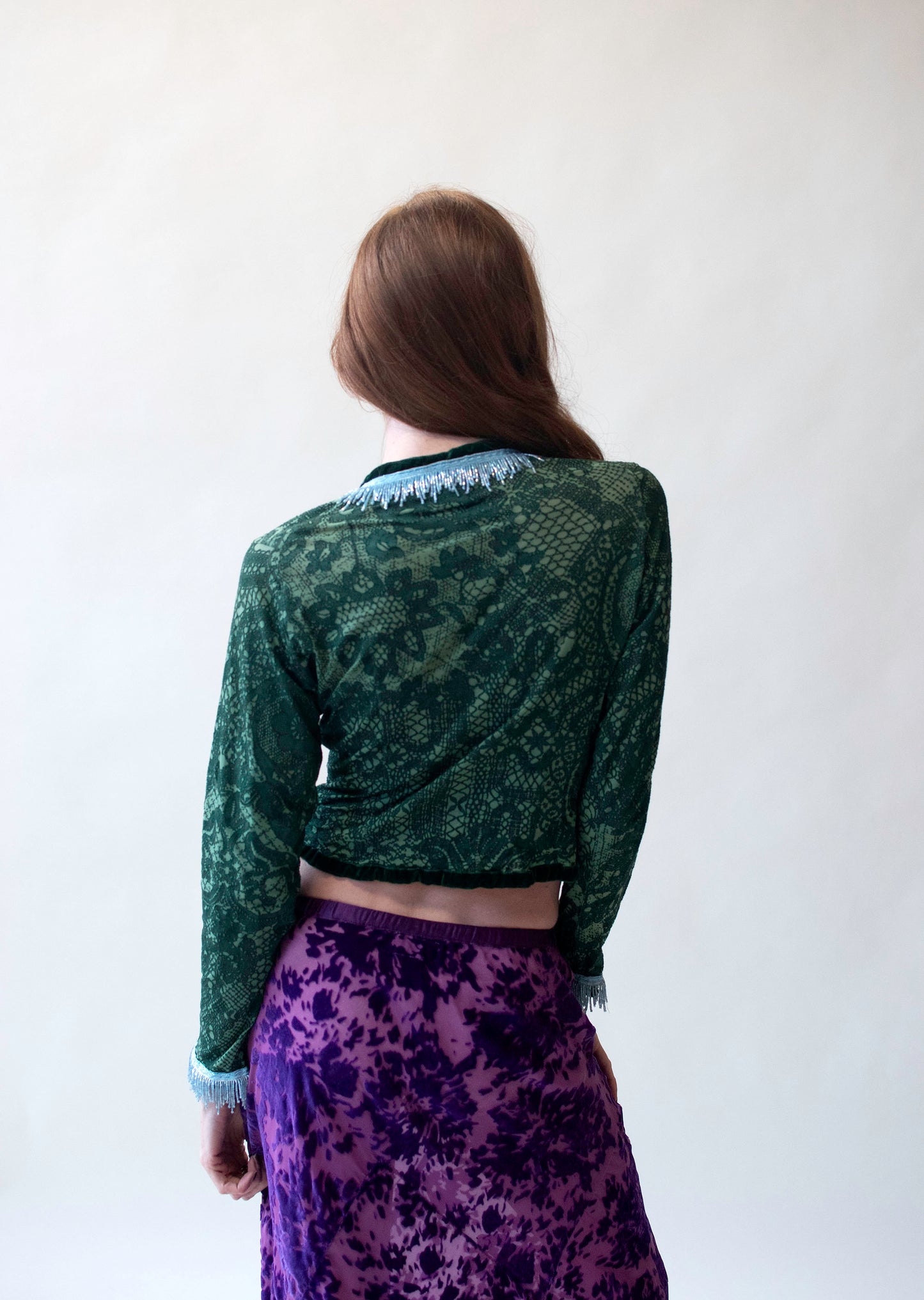 Green "Lace" Cardigan w/ beading | Voyage Invest in the Original